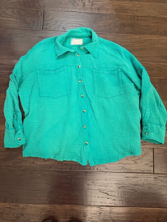 We The Free Tops - We The Free Teal Button-Up Gauze Shirt